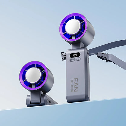 2025 New Portable Hanging Neck Fan 135° Rotation Desktop Mini Fan Handheld Foldable 199 High-speed Powerful Turbo Fan Outdoor