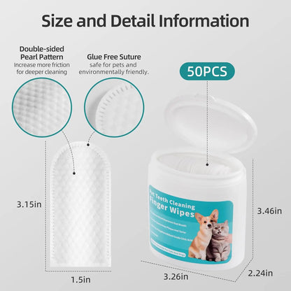 Dogs & CatsTeeth Cleaning Wipes, Pet Dental Finger Wipes for  Disposable Gentle Teeth Cleaning Pads Tooth Bad Breath Remove Plaque