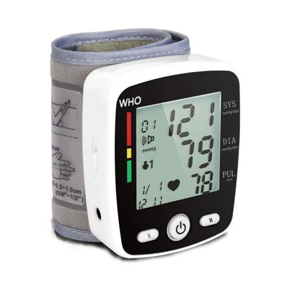 Rechargeable Digital Blood Pressure Monitor Wrist Electronic Sphygmomanometer  Tensiometer With LCD Display, 2 x 99 Memory