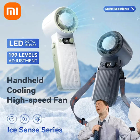 Xiaomi Portable Handheld fan Strong Wind 199 Gear Wind speed Digital Display Adjustable Turbo Portable Outdoor Handheld 8000mAh