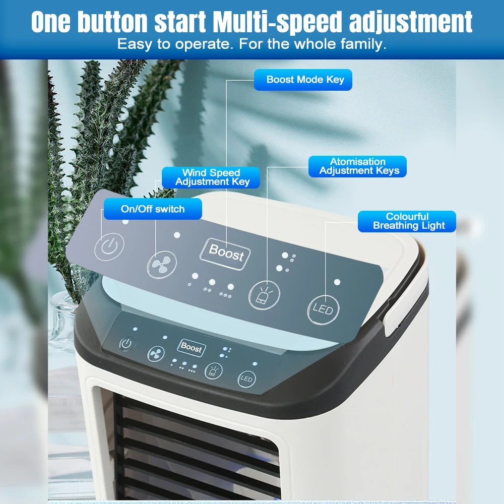 Air Cooler Portable Spray Air Conditioner Fan 3 Speeds Rechargeable USB Ultrasonic Double Atomization Desk Air Cooler For Office