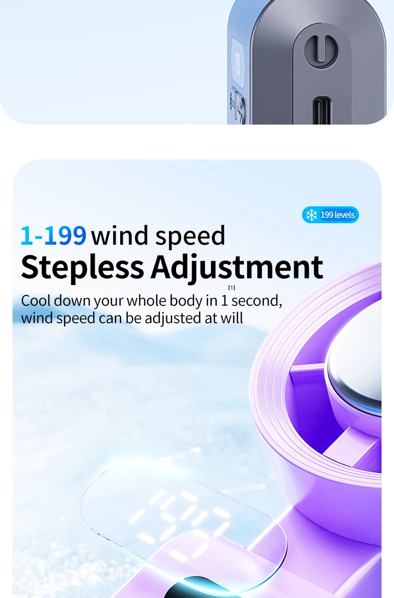2025 New Portable Hanging Neck Fan 135° Rotation Desktop Mini Fan Handheld Foldable 199 High-speed Powerful Turbo Fan Outdoor