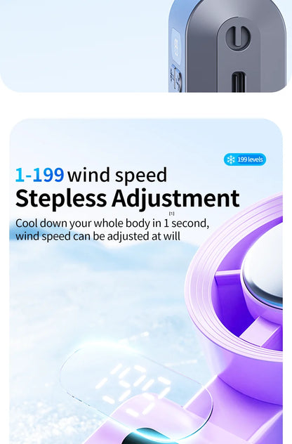 2025 New Portable Hanging Neck Fan 135° Rotation Desktop Mini Fan Handheld Foldable 199 High-speed Powerful Turbo Fan Outdoor