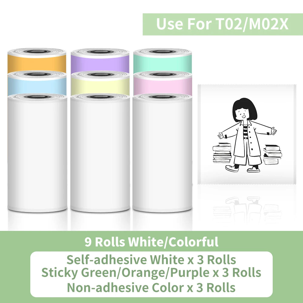 T02 Portable Printer Phomemo Mini Sticker Printer Self-adhesive Labels Inkless Sticker Printer for Journal, Notes, Photo, DIY