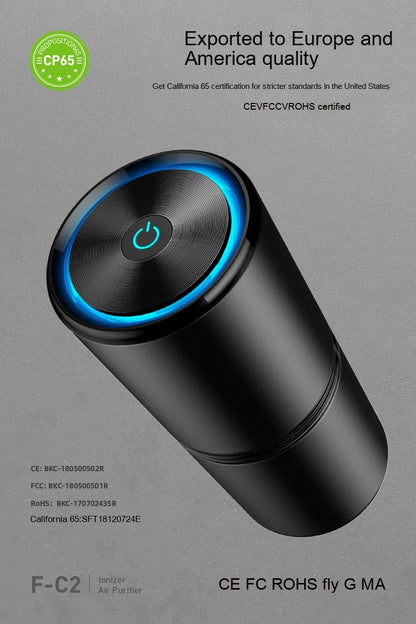 Zai Xiao Car Air Purifier Negative Ion Generator Low Noise Air Cleaner Deodorizer Smoke Odor Remover Vehicle Air Purifier