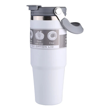 30oz Vacuum Insulated Cup with Handle Double-Layer Insulated Cup Stainless Steel Sports Water Bottle for Cold Hot Beverages
