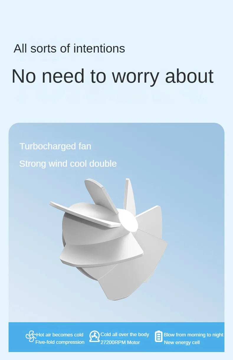 Handheld Fan Charging Portable Mini Fan Long Battery Life USB Digital Display 100-speed Handheld High-Speed Turbofan