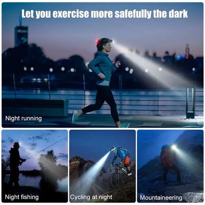 Powerful LED Induction Headlamp USB/DC Rechargeable Headlight Aluminium Alloy Outdoor Waterproof Head Lamp High Lumen Head Torch