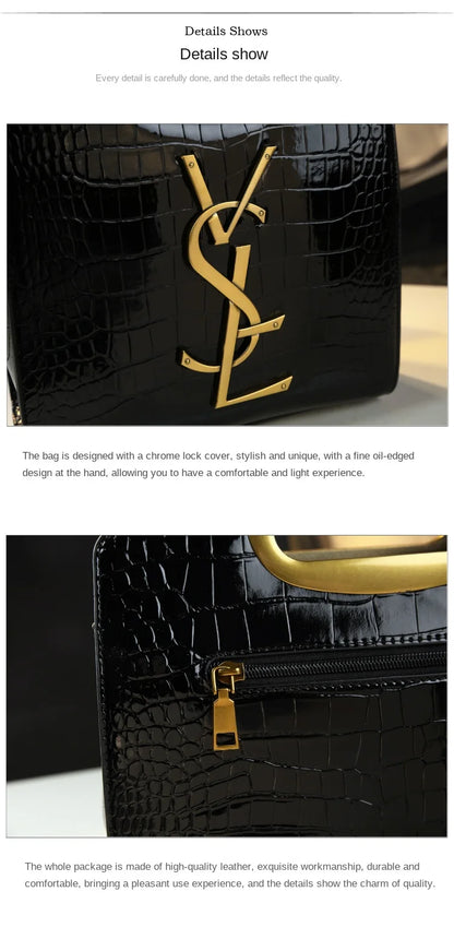 High-grade light luxury handbag New Autumn and Winter fashion Tote bag women's crocodile print single shoulder crossbodybag