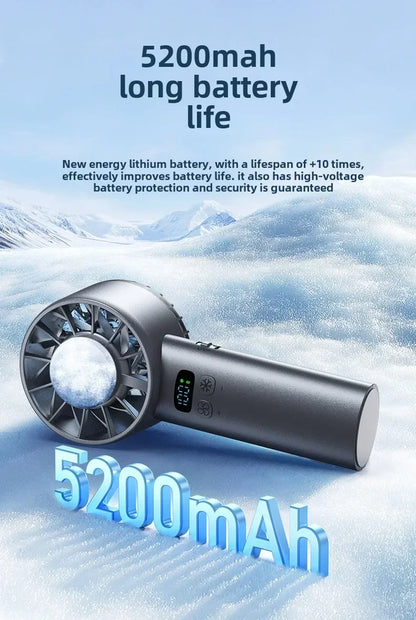 5200mAh Portable mini Fan 100 Wind Speeds Instant Cooling with Ice Mode Handheld fan USB Rechargeable electric fans Camping Fan