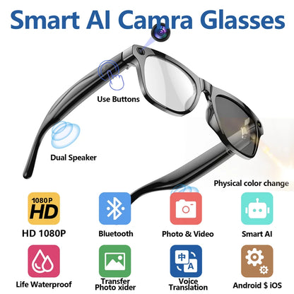 Xiaomi 4K AI Smart Glasses Chat GPT HD Camera Bluetooth Call Voice Assistant Music Player Translate Photochromic Glasses