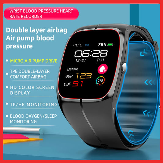 Medical Grade Smart Watch Air Pump Airbag Precise Sphygmomanometer Heart Rate Thermometer Monitor Wristband Elderly Health Watch