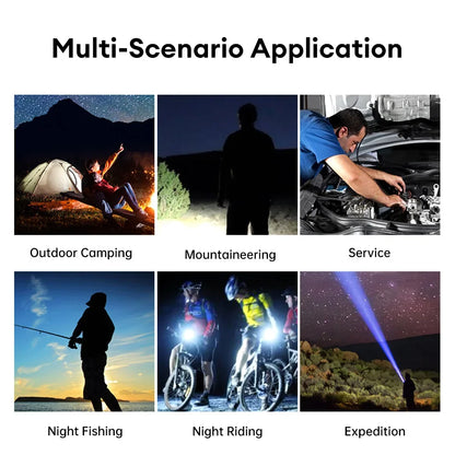 1000000LM Most Powerful Led Flashlight Rechargeable LED Flashlights High Power Zoom Torch Long Range 3000m Tactical Lantren