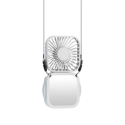 Handheld Portable Fan with Mirror, Mini Fan Small Personal Fan, 500mAh USB Rechargeable Neck Fan Foldable, Quiet Pocket Fan