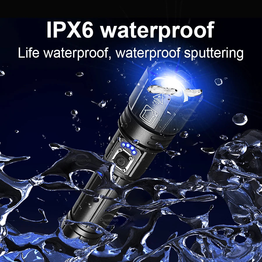 Most Powerful High Power Led flashlight 1000000LM XHP360 Rechargeable Led Flashlight Zoom Outdoor Tactical Lantern Hunting Torch