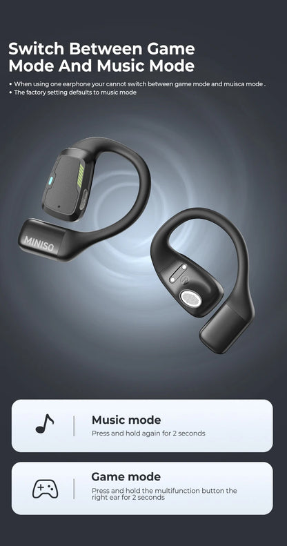 MINISO M98 True Wireless Open Ear Earbuds Bluetooth 5.4ears,13mm Dynamic Driver OWS Ears heads Gaming Headset Super Long Endure