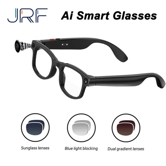 JRF 4K Smart AI Glasses 800W Pixel AI Shooting Camera HDPhoto Video Voice Call Music Translation Waterproof Bluetooth AI Glasses