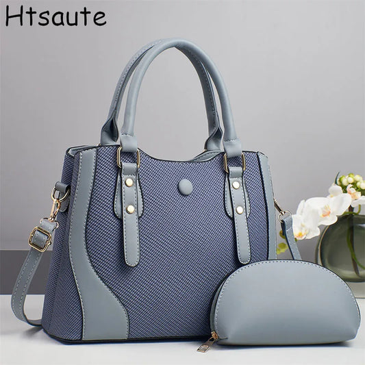 2pcs/set Vintage Women Handbag Composite Bags Multifunctional High Quality PU Leather Tote Ladies Shoulder Crossbody Bag