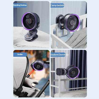 Mini Clip Fan Mute 10000mAh Rechargeable Mini Desk Fan  Adjustable Clip-on Fan Table Wireless Fan for Home Room
