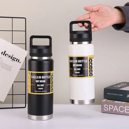 800ml,1100ml Large Capacity Water Bottle Stainless Steel Thermos Vacuum Insulated Flask Bottle Leakproof Sports Portable Tumbler
