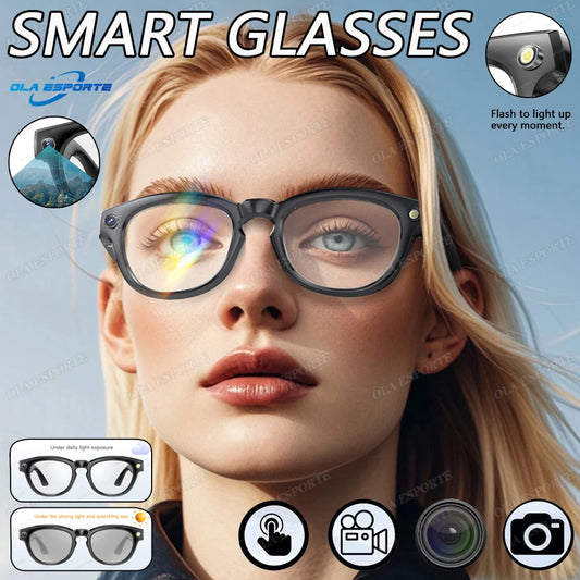 AI Smart Glasses Photo Sense Camera Bluetooth Music Call Intelligent Recording Ip65 Waterproof Bluetooth Sunglasses Men, Women