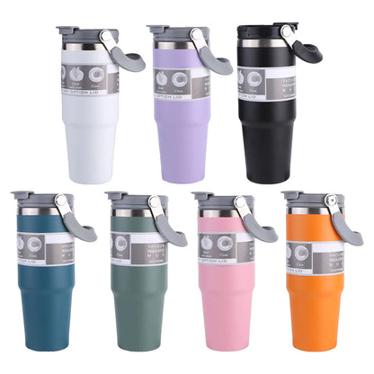 30oz Vacuum Insulated Cup with Handle Double-Layer Insulated Cup Stainless Steel Sports Water Bottle for Cold Hot Beverages