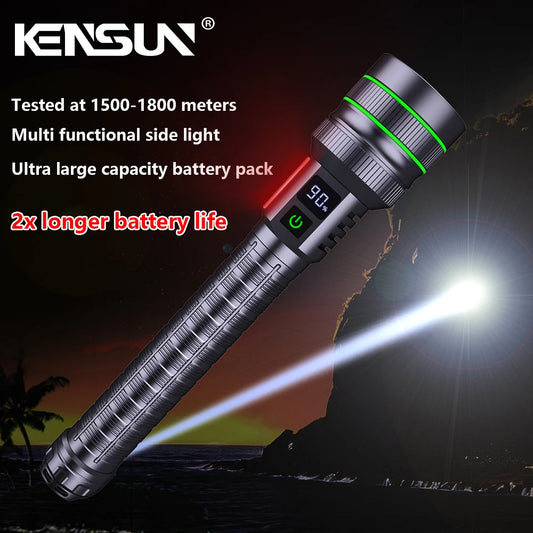Super bright LED flashlight high power strong light long-range tactical flashlight, long outdoor hiking camping emergency light