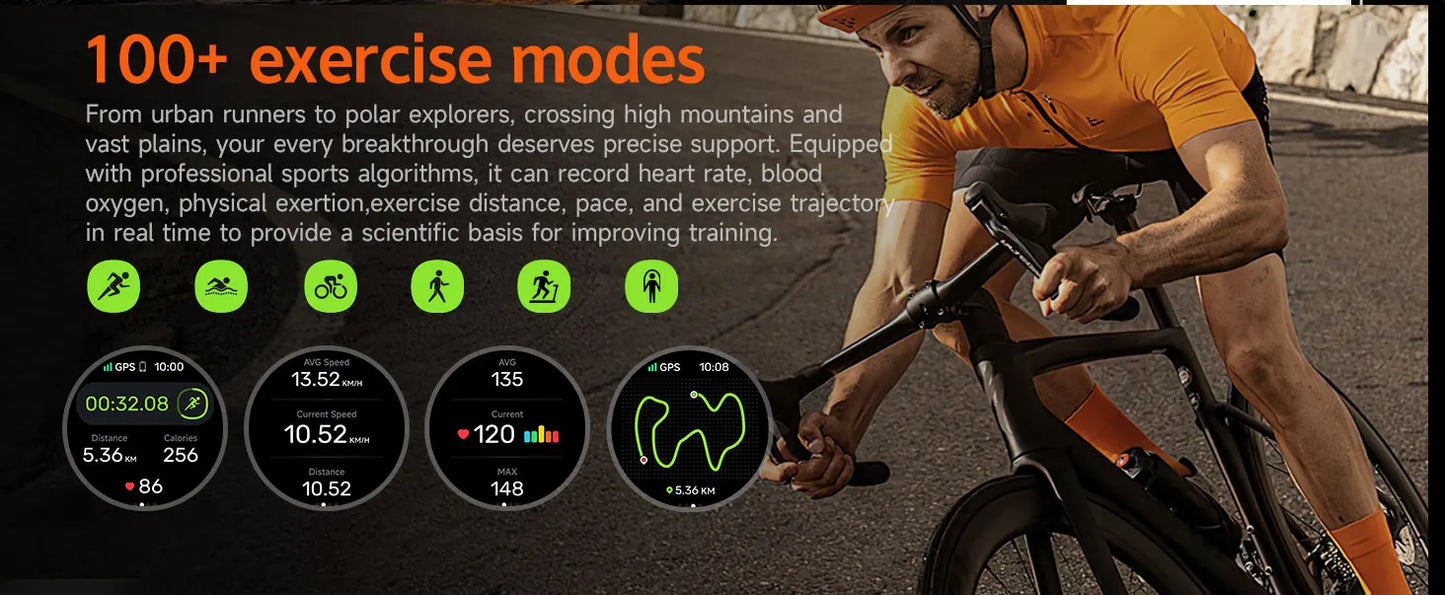 2025 New Premium GPS Smart Watches Outdoor Altimeter Barometer AMOLED Screen Built-in GPS Compass Military Sports Smartwatch Men