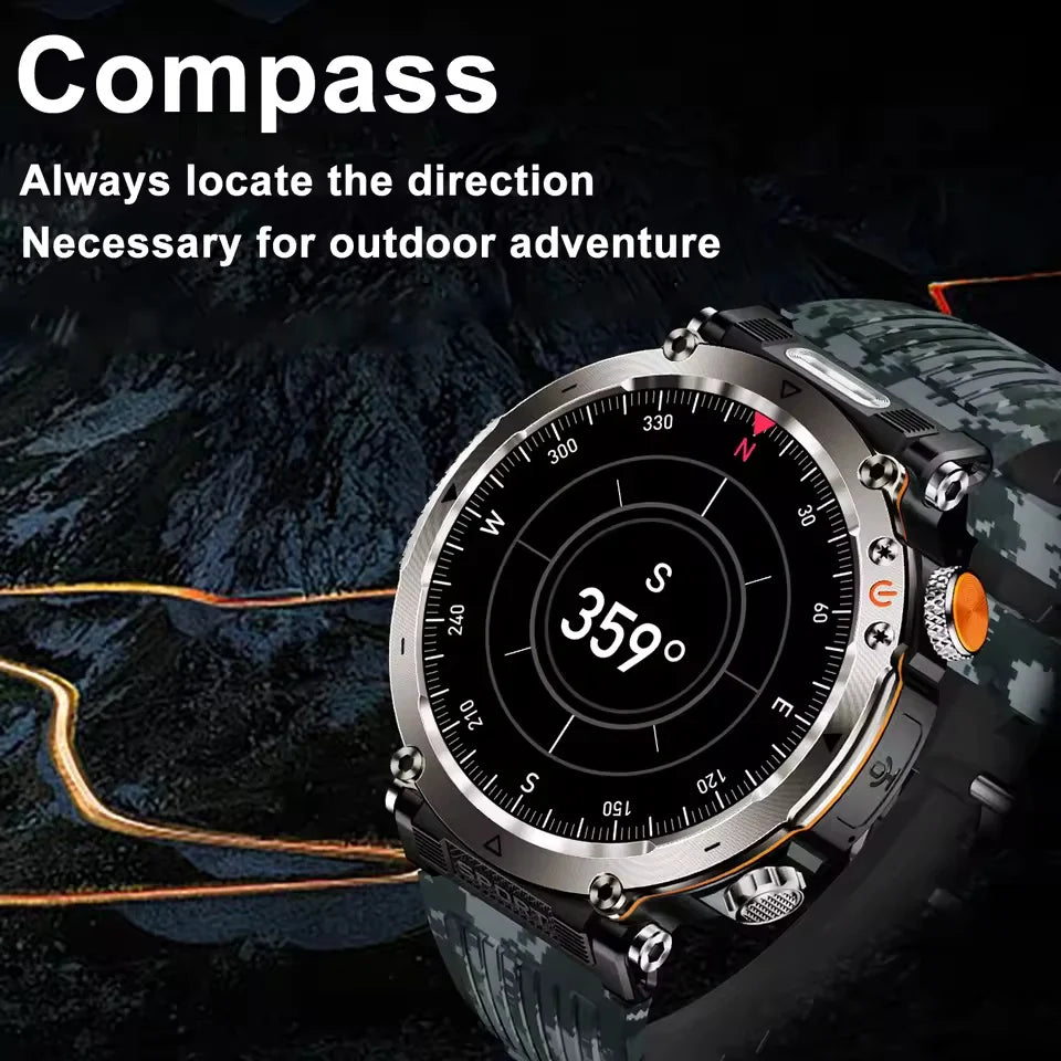 Smart Watch HT30 Bluetooth Call Men Outdoor Sports Fitness Compass Heart Rate Health Monitoring 600mAh Large Battery Smartwatch