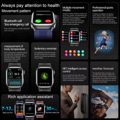 2025 New High-end Air Pump Lipid Smart Watch Men ECG+PPG Precise Blood Pressure Heart Rate BT Call NFC  Health Watches