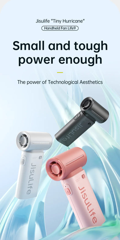JISULIFE Handheld Turbo Fan,Super Strong Wind,5 Speeds,Long Battery Life,5000mAh,USB Rechargeable,Multipurpose Pocket Fan