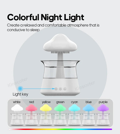 Rain Cloud Electric Air Humidifier 300ml Aroma Diffuser Zen Rain Water Drops Colorful Night Light Humidifier for Home Gift