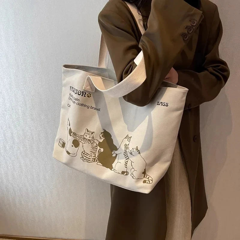 Women's Lady Canvas Tote Bag Fashionable Spacious Durable Shoulder Bag with Zipper Closure and Classic Design Perfect for Work