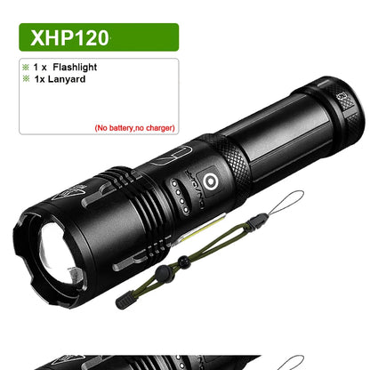 ZK30 Super XHP120 Powerful Led Flashlight XHP90 High Power Torch light Rechargeable Tactical flashlight 18650 Usb Camping Lamp