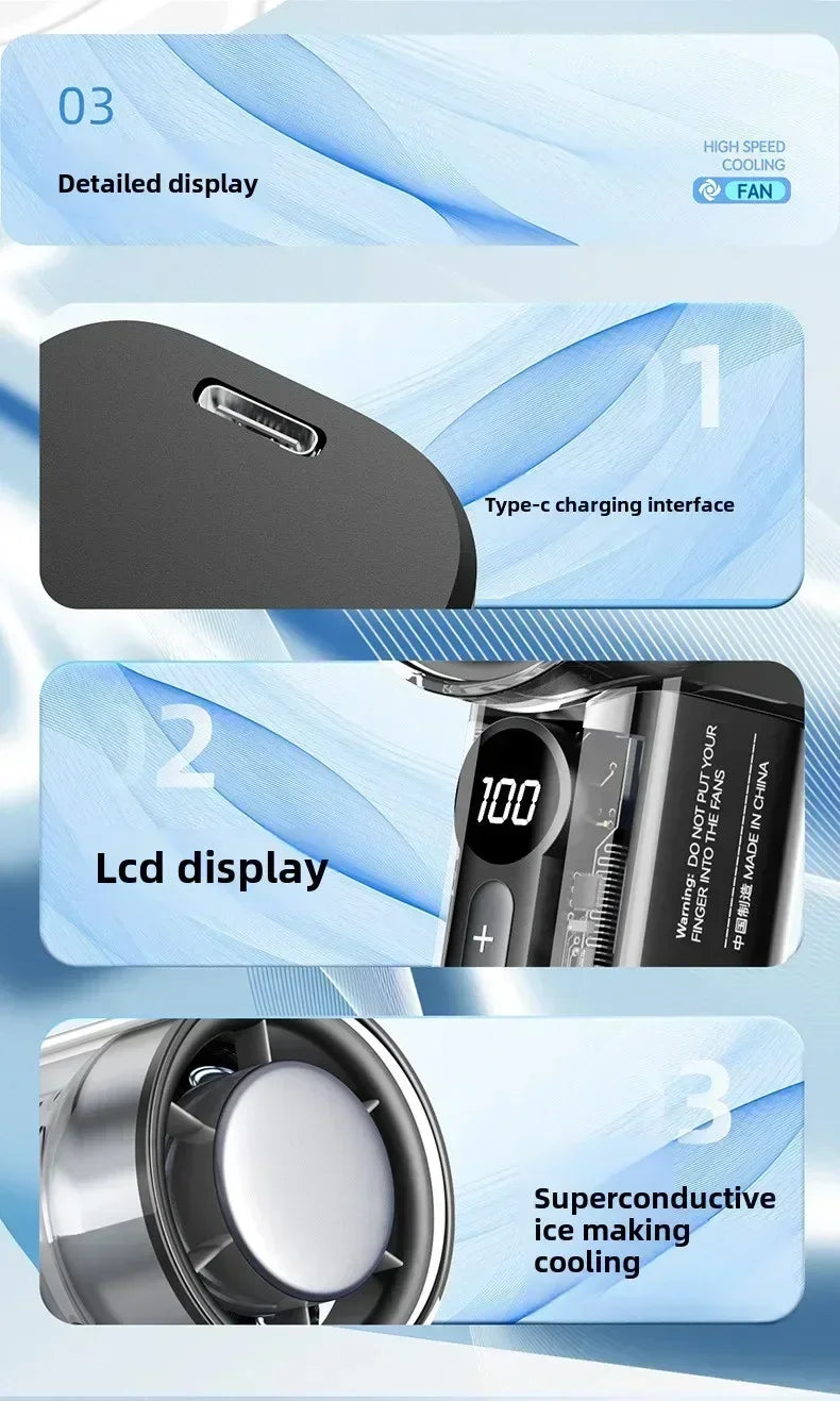 2025 Portable Handheld Fan - 100-Speed Turbo Cooling, 3000mAh Rechargeable, High Wind Outdoor Mini Fan with Adjustable Airflow