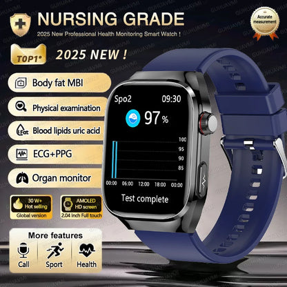 2025 New Three Highs Blood Pressure Smartwatch ECG Uric Acid Heart Rate Clock Body Analysis Health Monitoring Watches