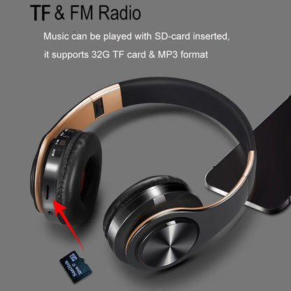 2025 New Bluetooth Wireless Stereo Headphones Earphone Headset with FM TF Card Slot And Built-in MIC for MP3 PC iPod Cell Phone
