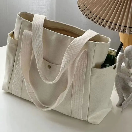 Large Capacity Tote Canvas Bag for Work Outgoing High Appearance Commuting Versatile Art Student Clothing Book Shoulder Bag.