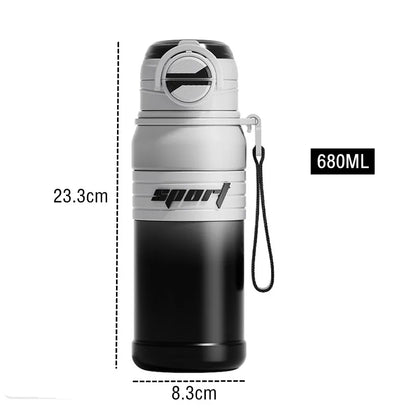 680ml Double Stainless Steel Sport Vacuum Flask With Straw Coffee Tea Thermos Mug Gym Fitness Thermal Bottle Travel Tumbler