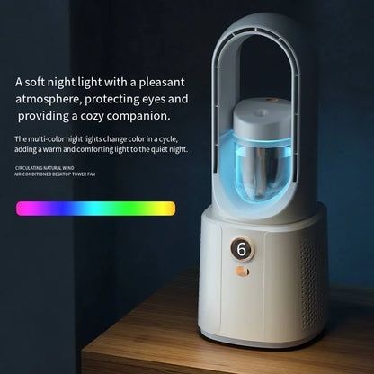 Bladeless Fan Portable Air Conditioner LED Display Desktop Bladeless Cooler Cooling Fans Tower Air Cooler for Office Bedroom