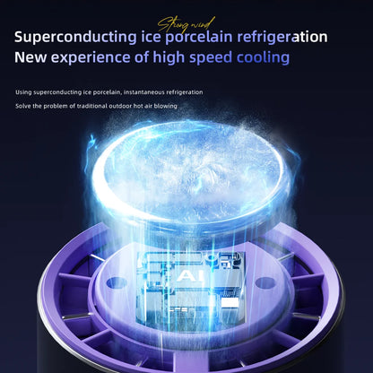 2024 New Semiconductor Refrigeration High-speed Handheld Electric Fan 4000mAh USB Portable Rechargeable Outdoor Small Fan