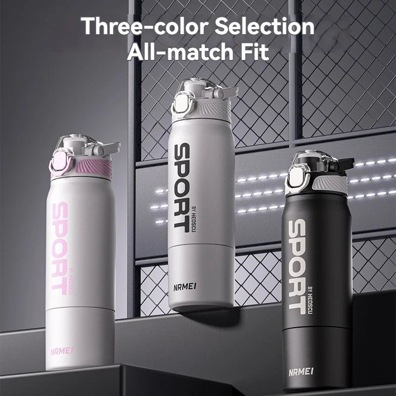 Insulated Water Bottle Thermal Stainless Steel Leak-proof Vacuum Flask Rope with Cup Portable Hiking Cycling