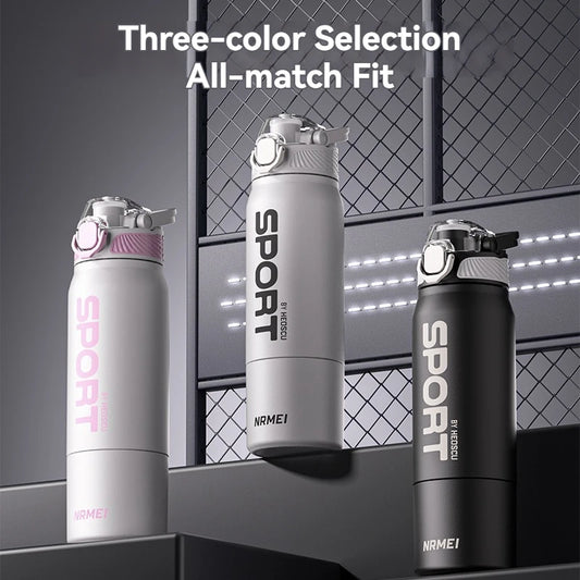 Insulated Water Bottle Thermal Stainless Steel Leak-proof Vacuum Flask Rope with Cup Portable Hiking Cycling
