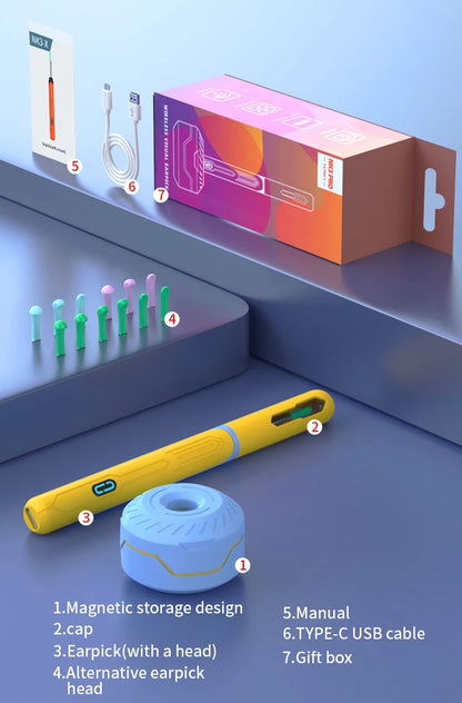 Ear Cleaner with Camera Set Ear Sticks Otoscope USB C Charging Endoscope Wax Removal Tool Earpick MIni Camera Ear Cleaning Set