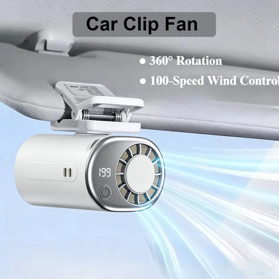 Portable Car Clip Fan 360° Rotatable 199 Speed Wind USB Cooled Rechargeable Electric Fan Low Noise Mini Fan Clamp Anywhere