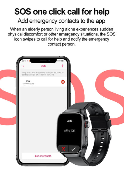 2025 New Three Highs Blood Pressure Smartwatch ECG Uric Acid Heart Rate Clock Body Analysis Health Monitoring Watches