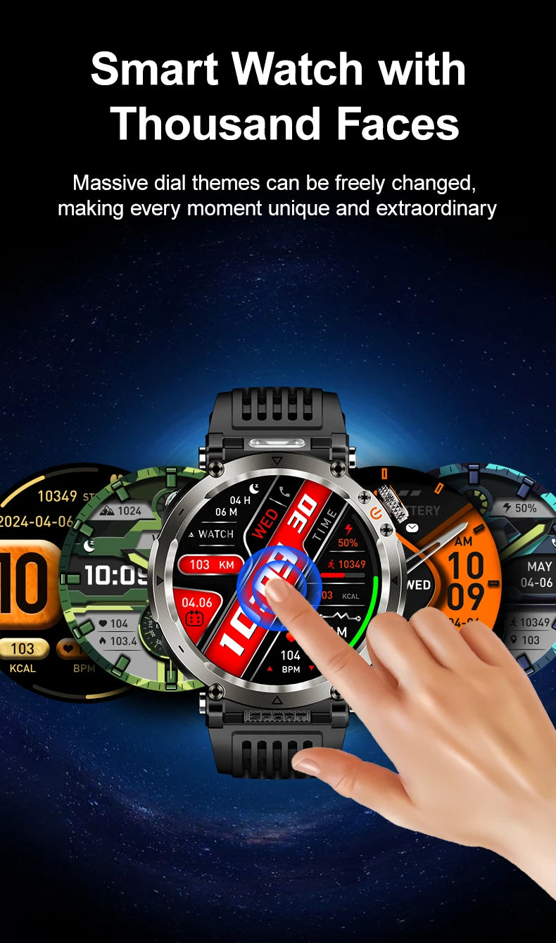 Smart Watch HT30 Bluetooth Call Men Outdoor Sports Fitness Compass Heart Rate Health Monitoring 600mAh Large Battery Smartwatch