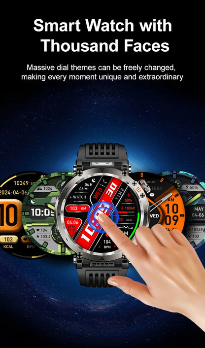 Smart Watch HT30 Bluetooth Call Men Outdoor Sports Fitness Compass Heart Rate Health Monitoring 600mAh Large Battery Smartwatch