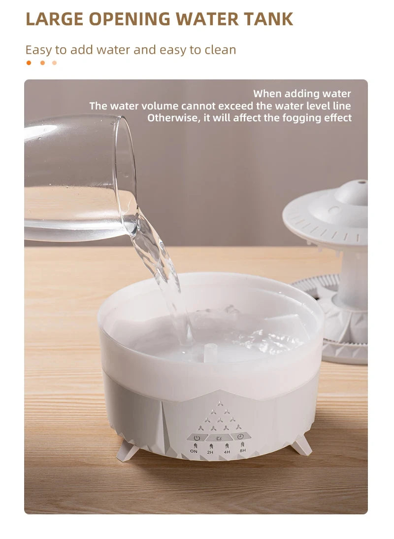 Rain Cloud Night Light Humidifier With Raining Water Drop Sound And 7 Color Led Light Essential Oil Diffuser Aromatherapy