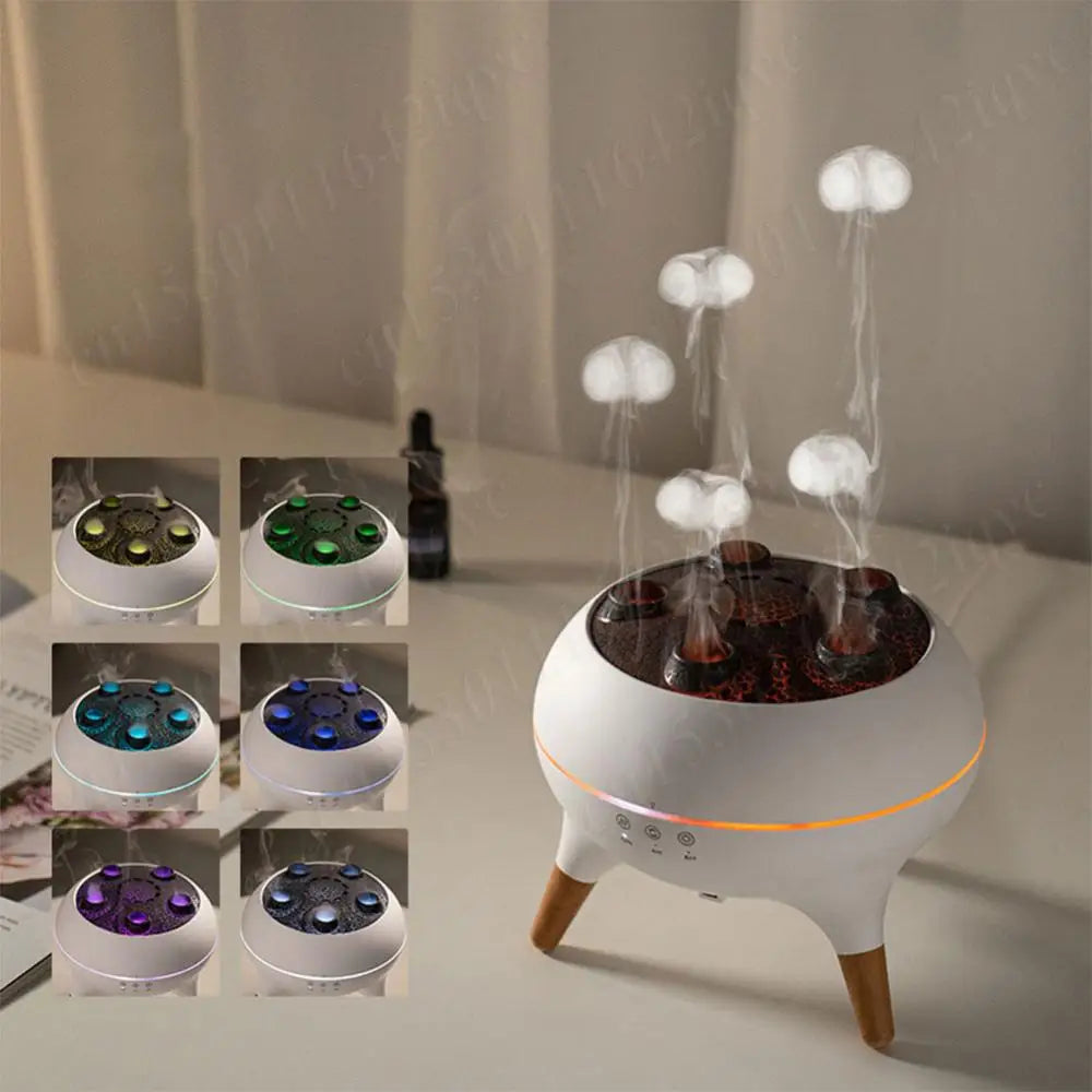 Dynamic Jellyfish Air Humidifier Essential Oil Diffuser with Colorful Night Lights Aromatherapy Diffuser for Home Bedroom Office